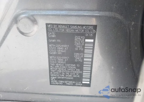 2015 Nissan Rogue Sv из США, поврежденный, VIN KNMAT2MV8FP533243